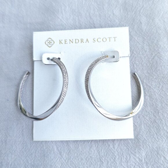 Kendra Scott Jewelry - BRAND NEW Kendra Scott Ella Hoop Earrings Silver White Crystal